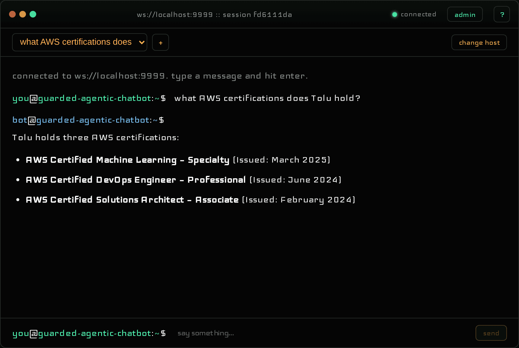 Guarded Agentic Chatbot screenshot 1
